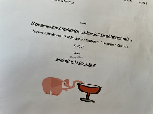 lemonade menu at Roter Elephant Café & Restaurant in Erfurt