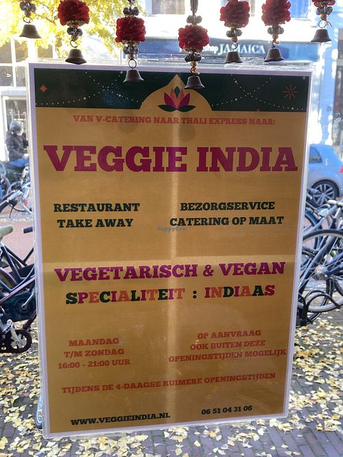 Door sign  at Veggie India in Nijmegen