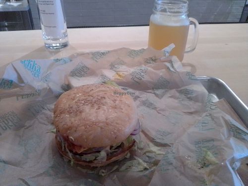 Lekka cheeseburger with beer. at Lekka Burger in New York City