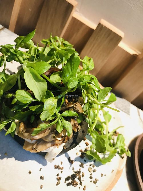 Focaccia with mushrooms at MESA Restaurant in Paris