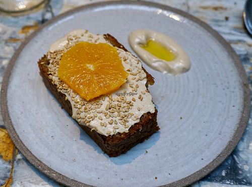cake huile d’olive, crème d’amande at MESA Restaurant in Paris