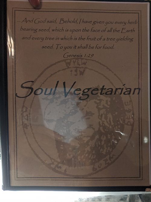 Menu cover at Soul Vegetarian - Highland in Atlanta