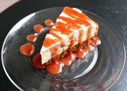 Cheesecake w/strawberry and rhubarb jam at Putsch in Montreuil