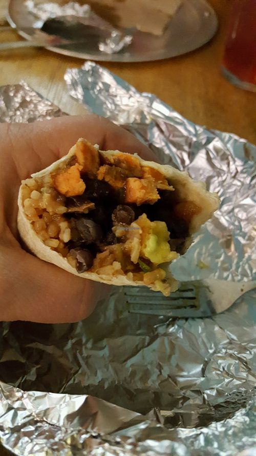 The Cuban burrito is pretty darn tasty at Laughing Planet Cafe - Ecotrust in Portland