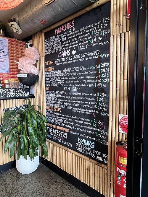 Menu. No vegan labelling    at Chopstix Noodle Bar in Apollo Bay