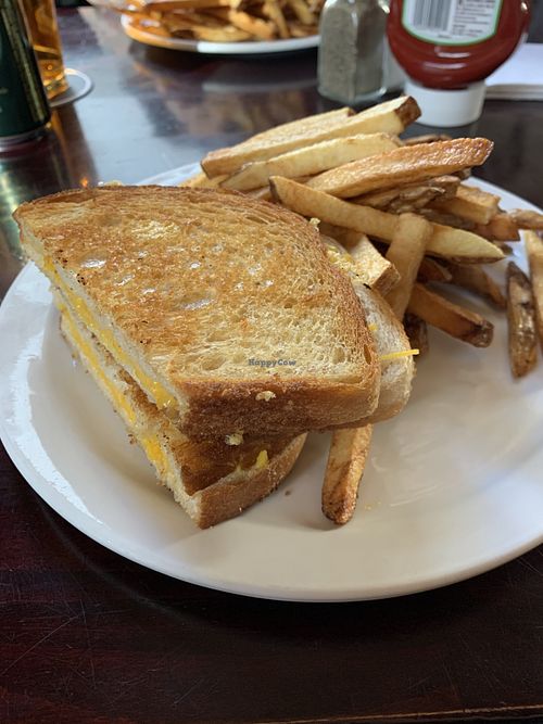 Plant based grilled cheese and fries at Victoria's Tavern in Regina