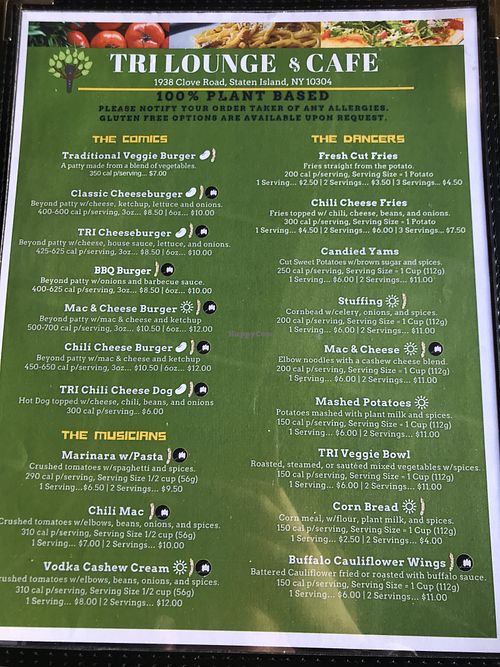 Menu at TRI Lounge & Cafe in Staten Island