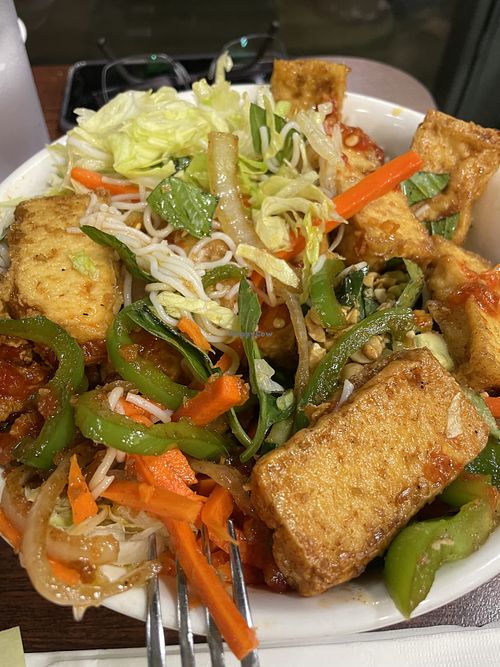 Tofu vermicelli bowl so big and so yummy  at Yummy Banh Mi in Everett