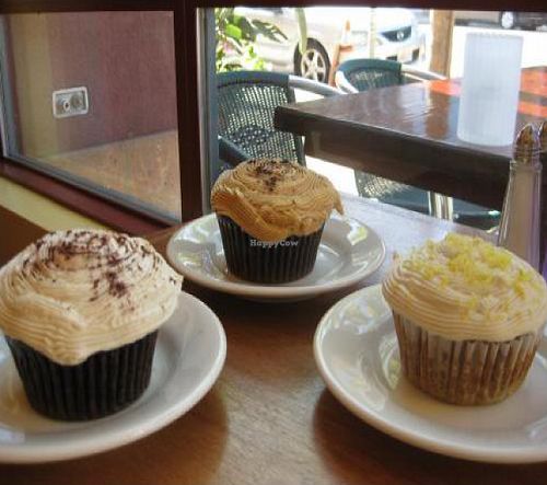 Yummy homemade vegan cupcakes baked fresh each morning in our kitchen...  Our newest flavor is Lemon Macadamia... at Lotus Cafe and Juice Bar in Encinitas