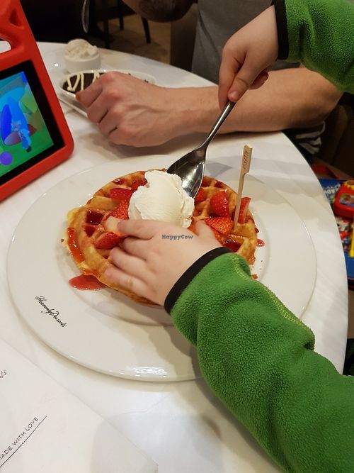 Strawberry waffles at Heavenly Desserts in Rushden