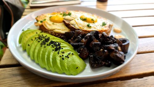 Sunny side eggs (vegan) at Olivia's Pantry in Kyneton