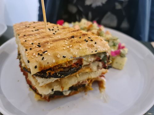 Eggplant parma toastie at Olivia's Pantry in Kyneton