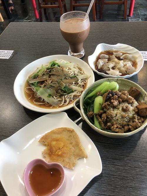 Meal with amazing vegan egg!  at Luz Vegan in Chiayi