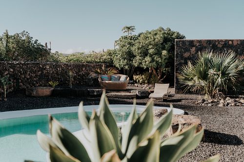 the pool area at Yogafriends in Fuerteventura