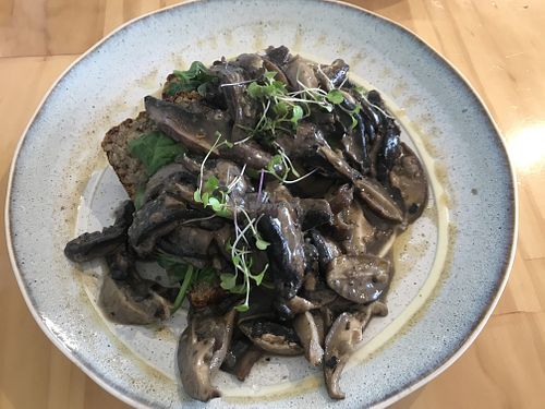 Creamy mushrooms at Forest Eatery Cafe in Auckland