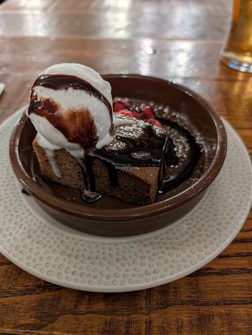 Vegan sticky toffee pudding and ice cream at The Milton Arms in Barnsley