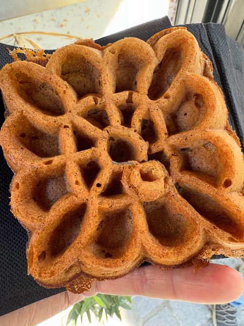 Plain vegan walk away waffle  at Otto Waffle Atelier in Bruges