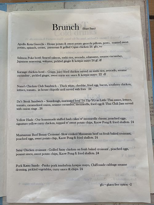 brunch menu  at Nana and Da's in Kedron