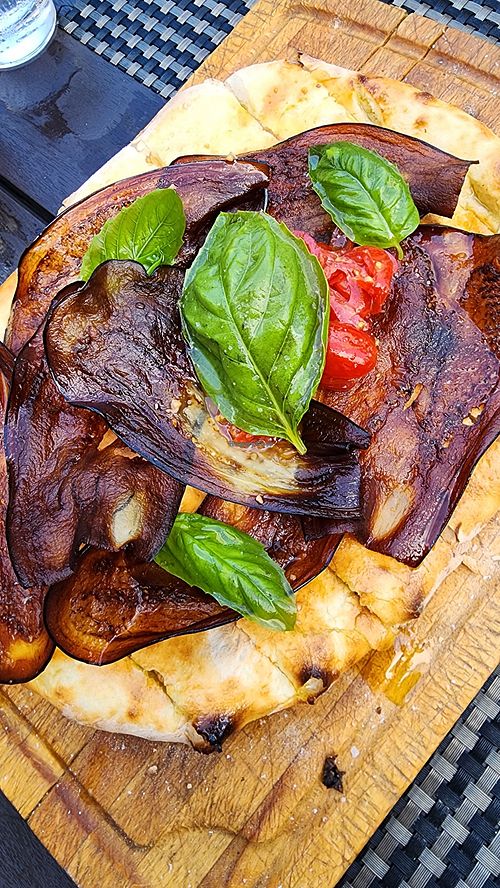 Eggplant foccacia at Amor Di Pasta in Miami