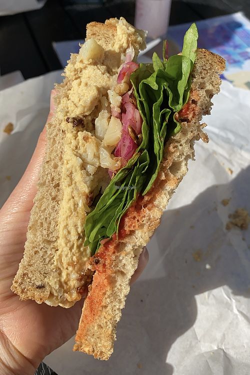 nottolenghi- hummus, roast cauliflower, pickled onions, spinach, harissa at Piece  in Glasgow