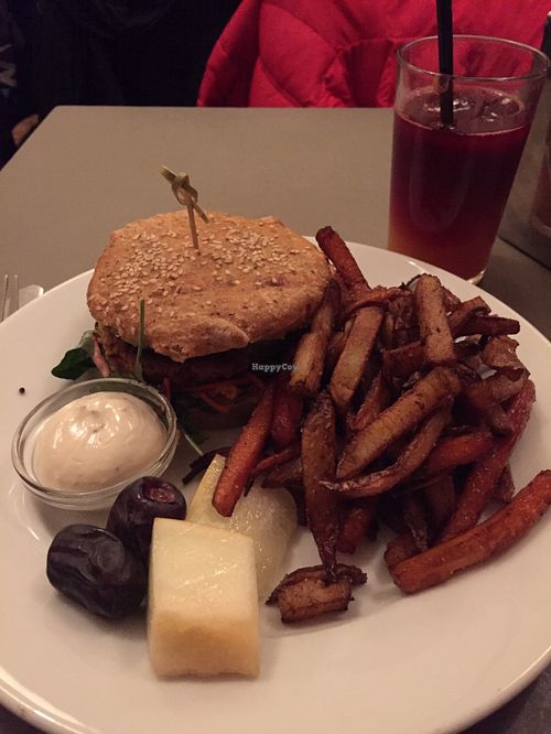 Burger meal at Cafe N in Copenhagen