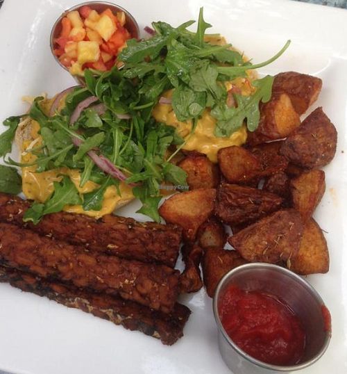 Benedict English muffin. home fries. bacon at Darbster in West Palm Beach