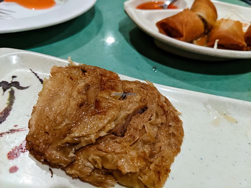 Veggie "Duck" (with Fried Spring Rolls in the background) at Enjoy Vegetarian at Enjoy Vegetarian - Financial District in San Francisco