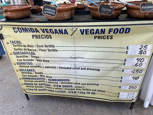 Menu and prices  at Productos Veganos Rancho San Agustín in Puerto Vallarta