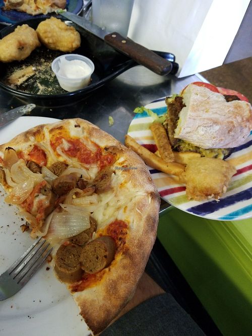 Vegan Jalapeno poppers were humongous, pizza crust was amazingly doughy and chewey, sandwich was also excellent at Crust and Crumble in Asbury Park