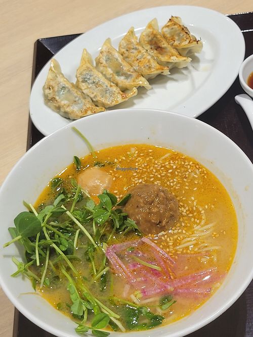 Sesame ramen and gyoza - about $13usd at NRT - T's Tantan - T1 in Narita