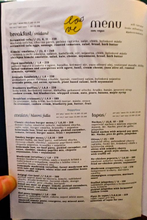 Menu page at Palo Verde at Palo Verde in Prague