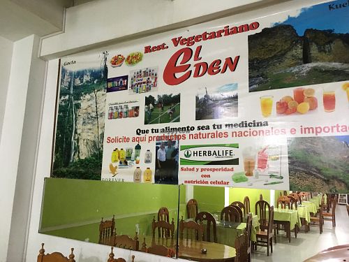 wall at Restaurant Vegetariano El Eden in Chachapoyas