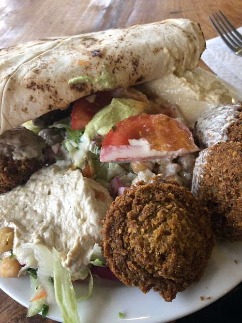 Falafel with salad, baba, and hummous at Baba Ganoush - Jerusalem Falafel in Bristol