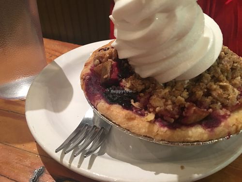 Marionberry-pear cobbler with soft serve at Back To Eden Bakery in Portland