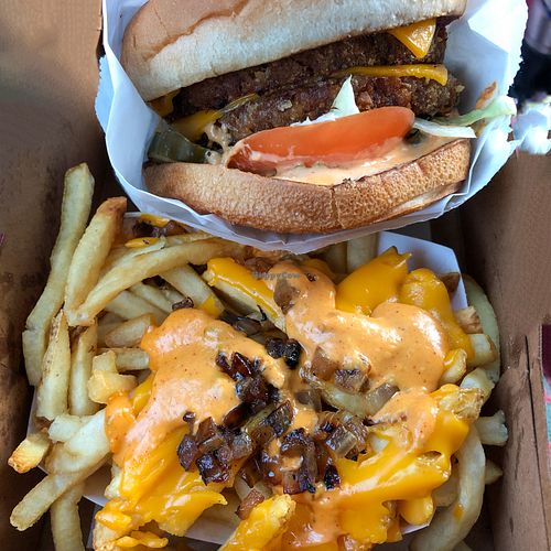Double cheeseburger & Lord of the Fries at Burgerlords - Highland Park in Los Angeles