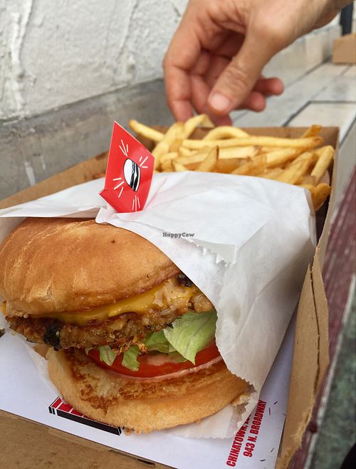 Vegan double cheeseburger combo at Burgerlords - Highland Park in Los Angeles