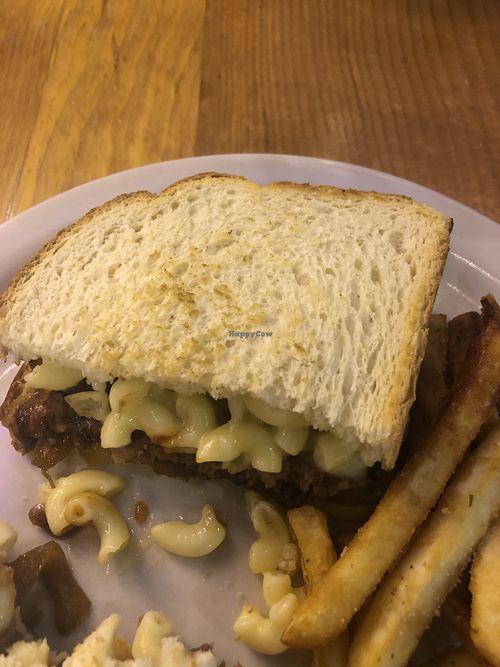 Mac Daddy. Beyond burger with Mac and cheese  at The Point in Bend