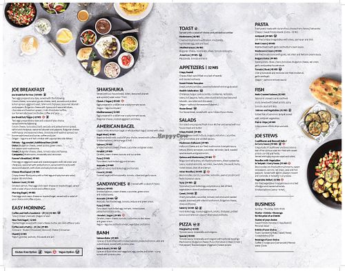 Cafe Joe Food Menu at Cafe Joe in Jerusalem