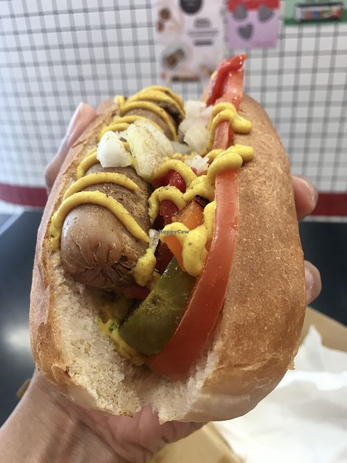 Vegan Chicago hot dog  at Lord of the Fries in Fortitude Valley