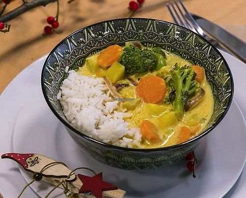 Yellow curryt at Ninja Bowl in Sofia