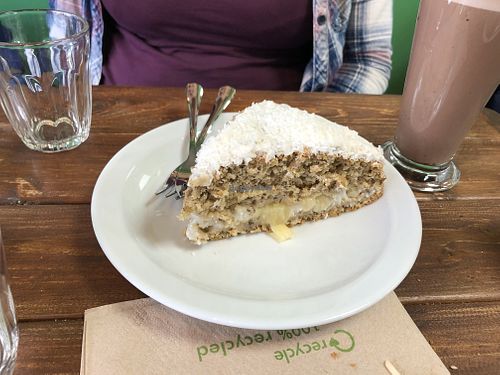 Pineapple coconut cake  at Brasil Vegano Cafe in Guildford