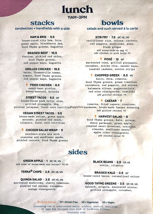 Lunch menu  at Good Thyme in Lakeland