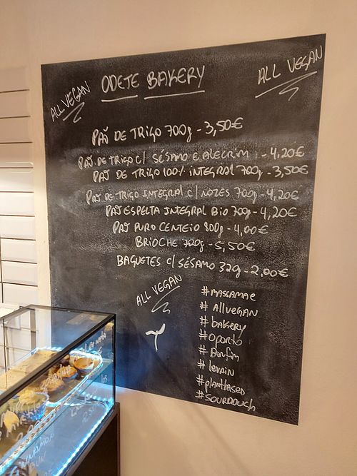 Bread price list at Odete Bakery in Porto