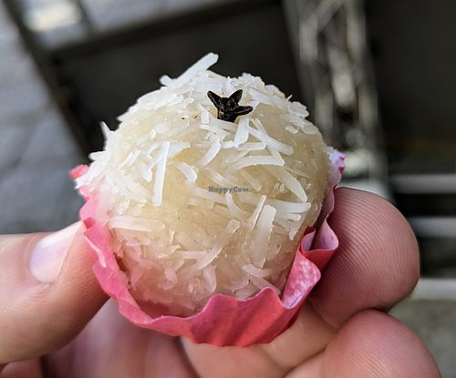 Probably the best beijinho de coco I've ever had, vegan or otherwise. From Vegan Dita at the market. at Feira Vegana Salvador in Salvador