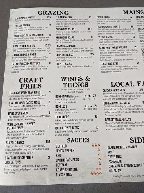 Menu1 at The Annex Crafthouse in Houston