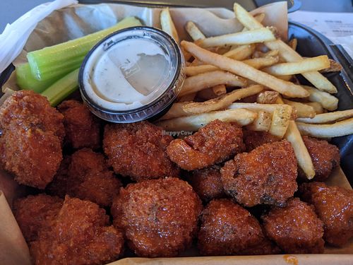 Cauliflower bites with vegan ranch, fries, celery & carrot strips at The Annex Crafthouse in Houston