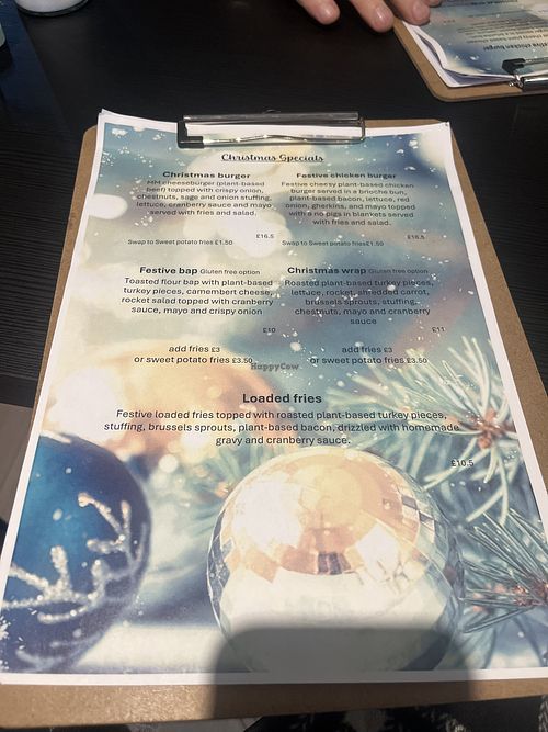  Christmas specials menu  at Pure Vegan in Lancaster