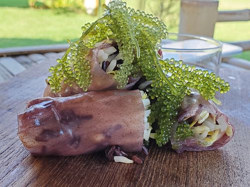 Fresh rolls with sea grapes at Boutique Farmers in Pak Nam Pran