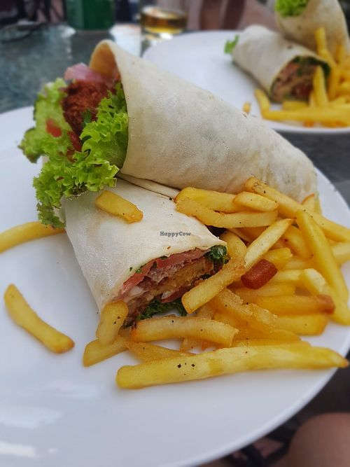 Amazing falafelwrap with tahinisaus and veggies at D Brug Falafel & Hummus in Malacca