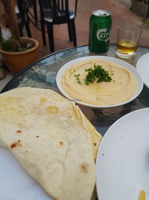 Humus with bread at D Brug Falafel & Hummus in Malacca